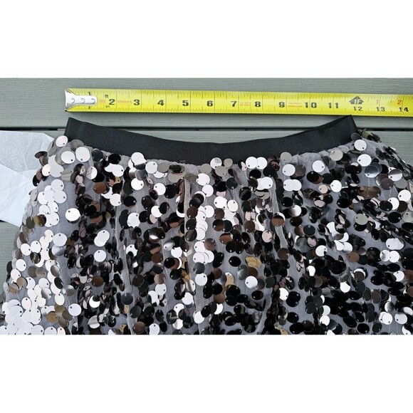 Rachel Parcell Girls 7 Sequin Mini Skirt Sparkly Silver Holiday Elastic Waist - Picture 9 of 16